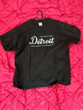 Black 'Self-Made From Detroit' Short Sleeve Graphic Tee for Kids